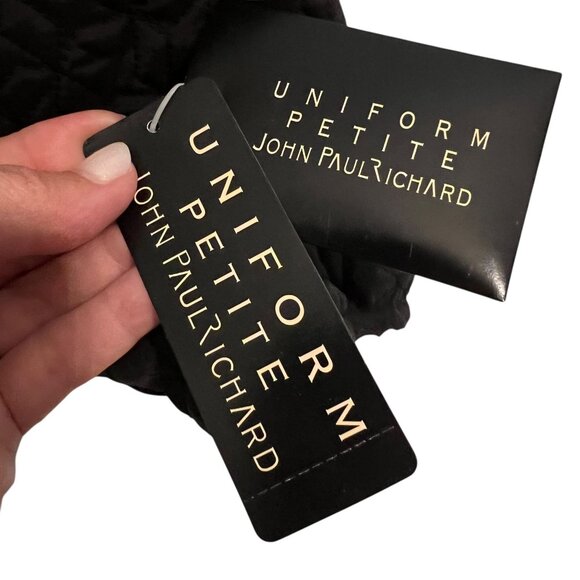 NWT John Paul Richard Uniform Quilted Black Jacket Silk Faux Fur Pockets PL - Picture 10 of 14